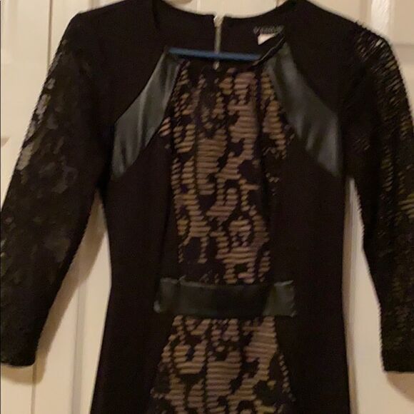 EUC black dress, Sz small, vegan leather, Leather” & Lace. - Picture 3 of 16